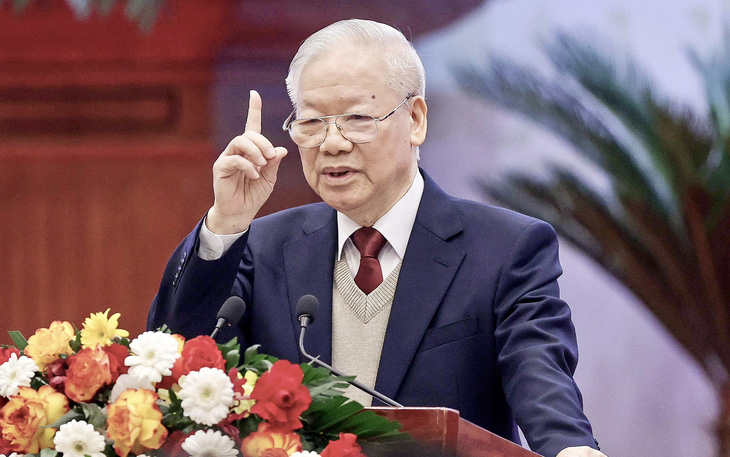 Tổng bí thư Nguyễn Phú Trọng phát biểu chỉ đạo tại Hội nghị Ngoại giao lần thứ 32 ngày 19-12  - Ảnh: NGUYỄN KHÁNH