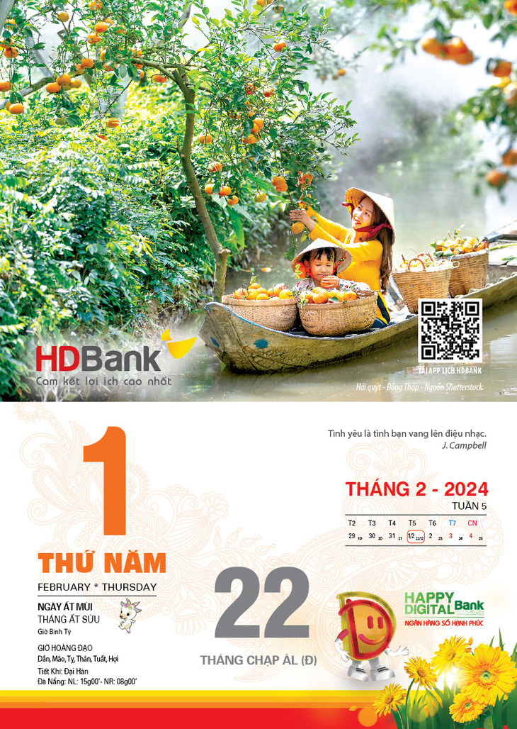 HDBank thường sản xuất các bộ lịch Tết với chủ đề tôn vinh vẻ đẹp thiên nhiên, quê hương đất nước và con người Việt Nam - Ảnh: HDB