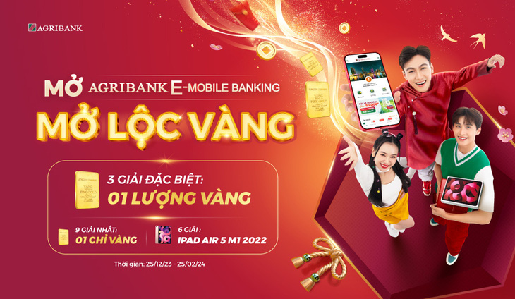 Mở Agribank E-Mobile Banking có cơ hội trúng vàng và iPad- Ảnh 2.