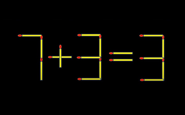 Thử tài IQ: Di chuyển hai que diêm để 7+3=3 thành phép tính đúng