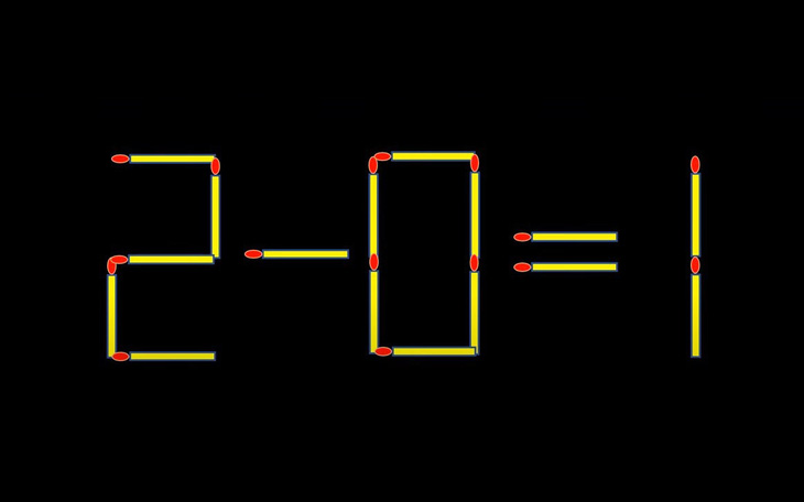 Thử tài IQ: Di chuyển hai que diêm để 2-0=1 thành phép tính đúng