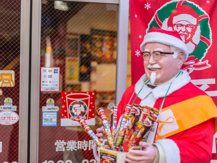 Trang trí Giáng sinh bên ngoài cửa tiệm KFC tại Nhật Bản vào năm 2016 - Ảnh: SHUTTERSTOCK