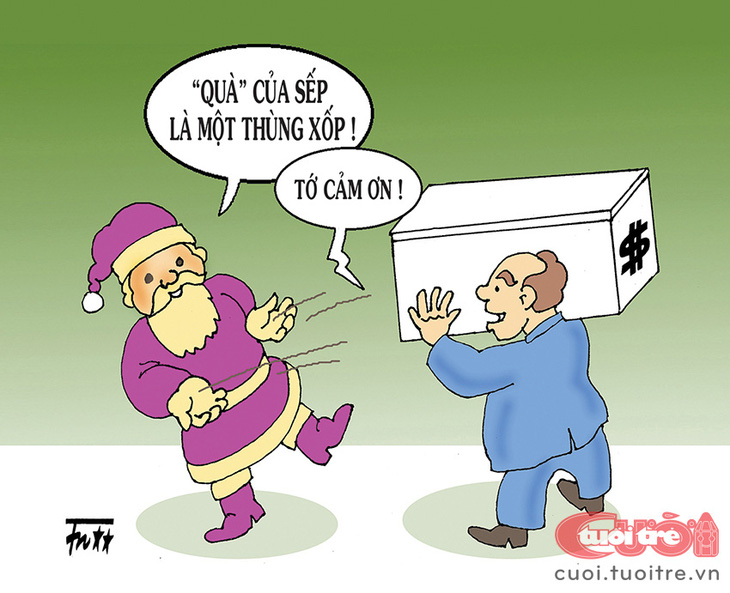 Ông già Noel dỏm và cái thùng xốp - Tranh: Tín Nhượng 