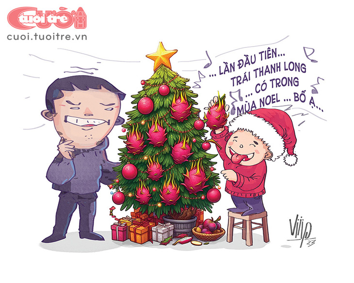 Lần đầu tiên trái thanh long có trong mùa Noel - Tranh: Viiip 