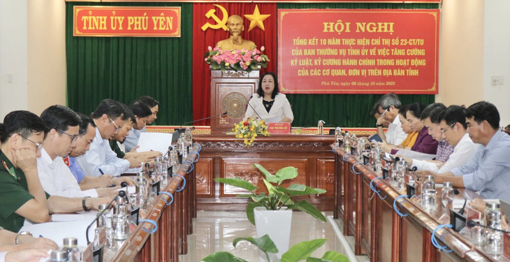 Tỉnh ủy Phú Yên họp tổng kết chỉ thị 23 về tăng cường kỷ luật, kỷ cương hành chính trong hoạt động của các cơ quan, đơn vị - Ảnh: VĂN VINH