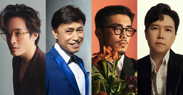Bốn người đàn ông diễn chung concert Người giữ mùa xuân tại Hà Nội vào tháng 2 năm sau: Hà Anh Tuấn, Tuấn Ngọc, Vũ. và Lê Hiếu - Ảnh: NVCC