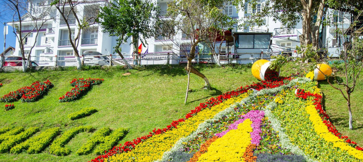 Các cung đường trung tâm Đà Lạt được trang hoàng bằng hoa rực rỡ màu sắc.