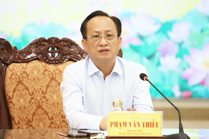 Ông Phạm Văn Thiều phát biểu tại buổi họp báo - Ảnh: CHÍ QUỐC 
