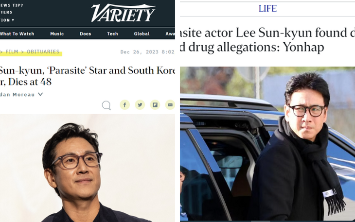 Trang tin nước ngoài đồng loạt đưa tin về Lee Sun Kyun - Ảnh: chụp màn hình