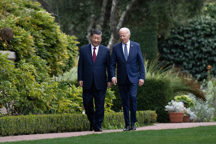 Chủ tịch Trung Quốc Tập Cận Bình gặp Tổng thống Mỹ Joe Biden tại bang California vào tháng 11-2023 - Ảnh: AFP