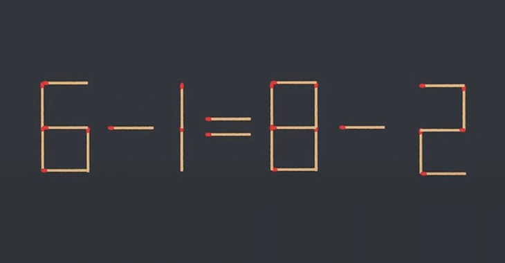 Thử tài IQ: Di chuyển một que diêm để 6-1=8-2 thành phép tính đúng- Ảnh 1.