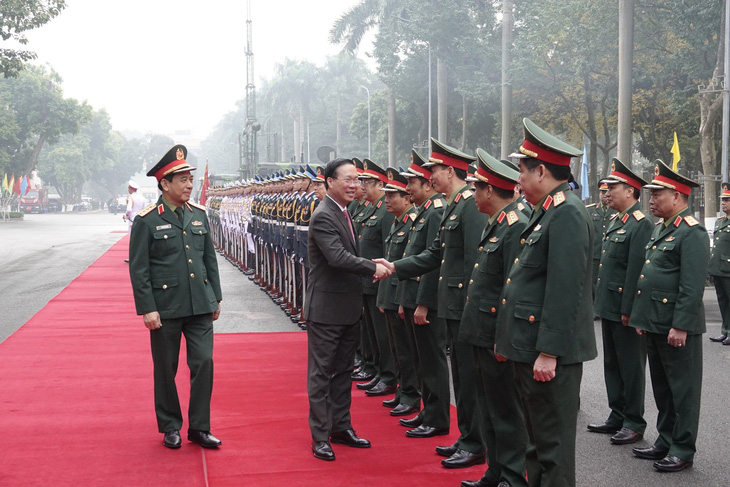 Chủ tịch nước Võ Văn Thưởng dự Hội nghị Quân chính toàn quân năm 2023 - Ảnh: THỤY DU
