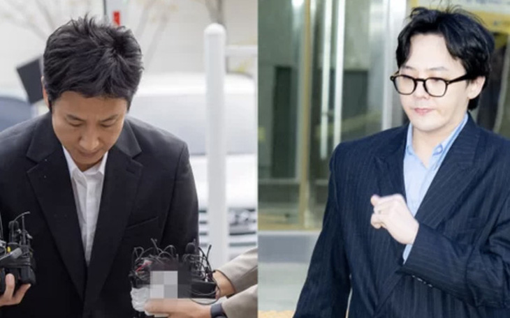 Cùng một lúc lọt vào tầm ngắm của cơ quan điều tra, Lee Sun Kyun (trái) lại không được may mắn như ca sĩ G-Dragon - Ảnh: Yonhap News