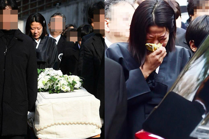 Nữ diễn viên Jeon Hye Jin suy sụp khi đưa tang chồng. Ảnh: StarNews