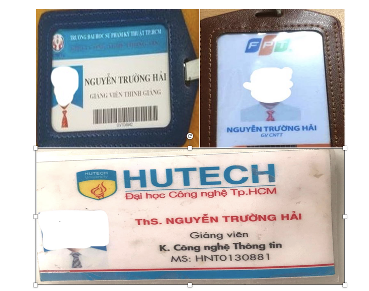 Thẻ giảng viên các trường cấp cho ông Nguyễn Trường Hải