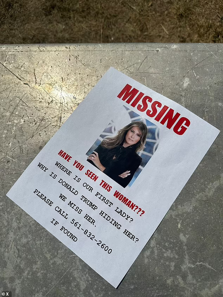 Tờ rơi nói về việc bà Melania Trump mất tích xuất hiện gần đây ở bang Iowa - Ảnh chụp màn hình X (Twitter)