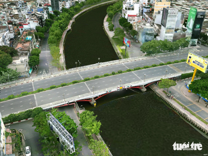 Mô hình số 3D hiện trạng cầu Công Lý trên tuyến Nhiêu Lộc - Thị Nghè. Việc khảo sát công trình vượt tuyến (cầu, cống) được quét laser scan 3D với độ chính xác cao - Nguồn: Tư vấn Portcoast