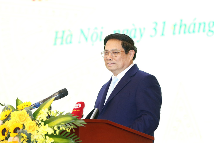 Thủ tướng Phạm Minh Chính tại &quot;Hội nghị tổng kết công tác năm 2023, triển khai phương hướng, nhiệm vụ công tác năm 2024 của ngành tài nguyên và môi trường&quot; - Ảnh: K.TRUNG