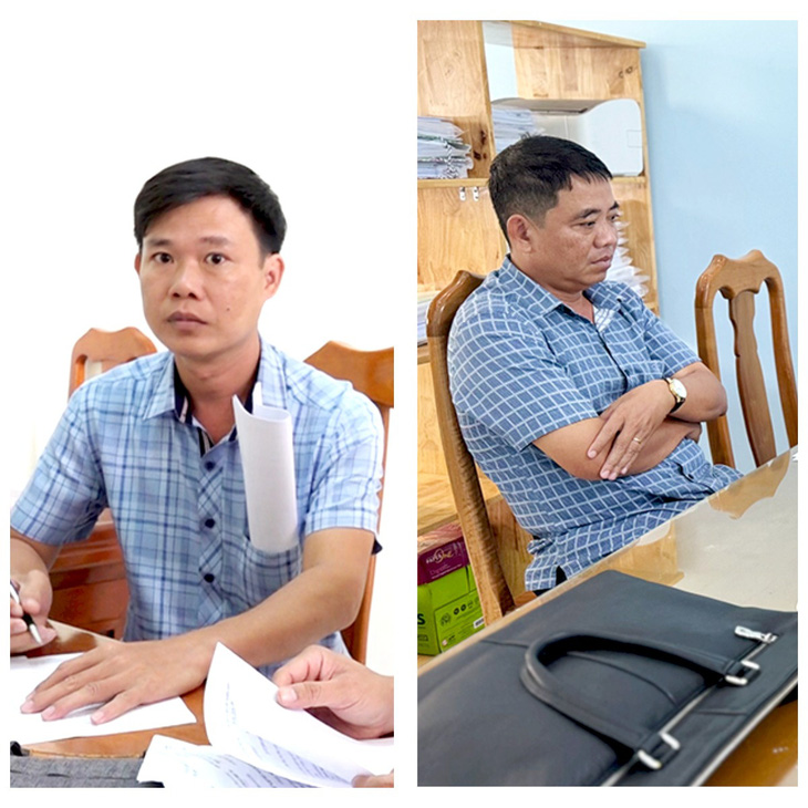 Bị can Minh (bên trái) và Phong bị khởi tố do liên quan lập khống hồ sơ công trình - Ảnh: TIẾN VĂN