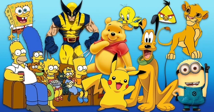 Các nhân vật trong phim: Despicable Me, Pokémon, SpongeBob SquarePants, The Simpsons, Winnie the Pooh & Pals, The Lion King, Mickey Mouse, Looney Tunes, X-Men, The Angry Birds Movie. 