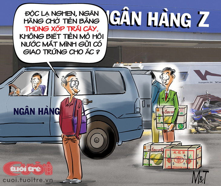 Ngân hàng và cái... thùng xốp - Tranh: Đỗ Minh Tuấn 