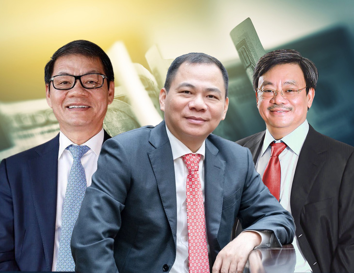 Ông Trần Bá Dương, Phạm Nhật Vượng (giữa) và Nguyễn Đăng Quang (bìa phải) đang điều hành các doanh nghiệp đủ khả năng gọi vốn trong nước lẫn quốc tế.