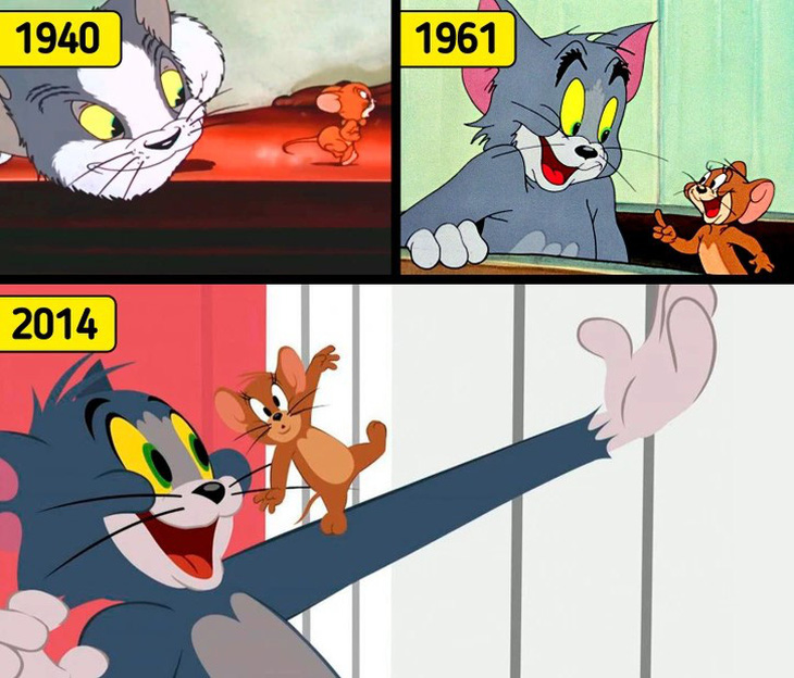 Nhân vật Tom và Jerry qua nhiều năm. 