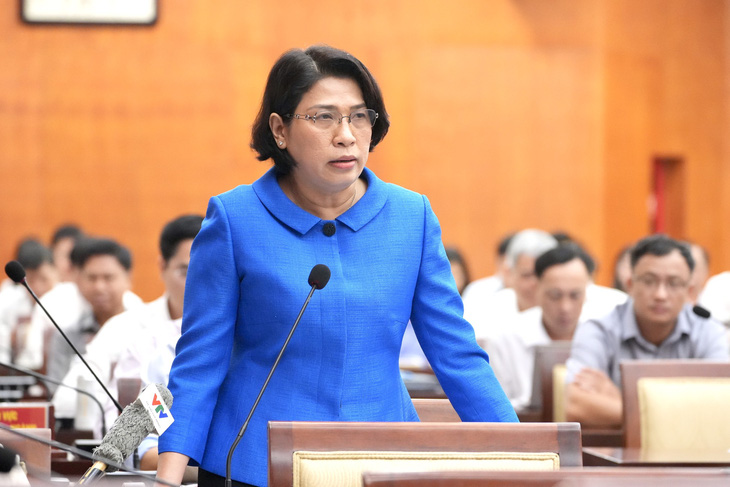Giám đốc Sở Kế hoạch - Đầu tư TP.HCM Lê Thị Huỳnh Mai phát biểu - Ảnh: HỮU HẠNH