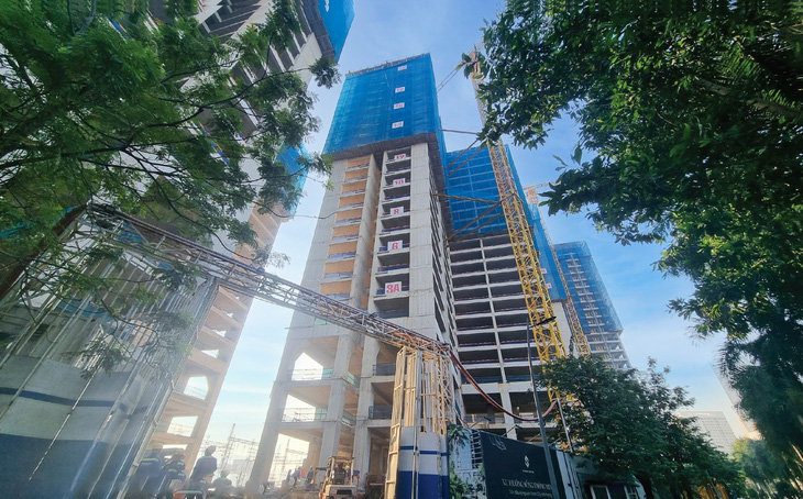 Hình ảnh mặt đứng tháp S3 thi công đến thời điểm đầu tháng 12-2023.