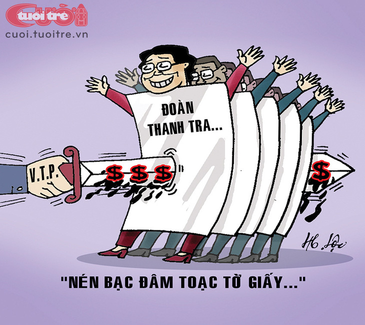 Những vị quan tham trong đoàn thanh tra dễ dàng bị tiền bạc &quot;đâm toạc&quot; - Tranh: Hữu Lộc 