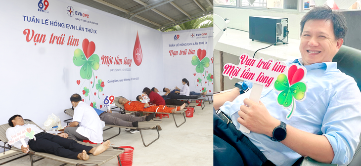 Lãnh đạo và người lao động PC Quảng Nam tham gia hiến máu tình nguyện tại chương trình Tuần lễ hồng EVN lần thứ IX năm 2023