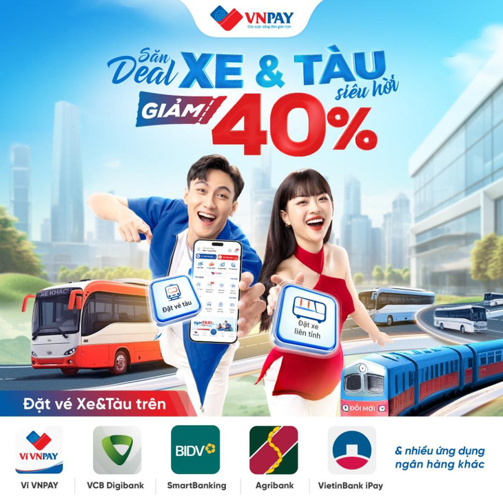 Trợ giá 40% vé tàu - xe Tết trên ví VNPAY và ứng dụng ngân hàng- Ảnh 1.