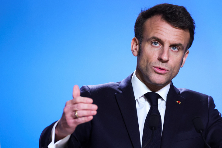 Tổng thống Pháp Emmanuel Macron tại hội nghị thượng đỉnh các lãnh đạo châu Âu ở Brussels, Bỉ ngày 10-2 - Ảnh: REUTERS