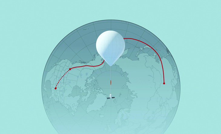 Đường đi của chiếc khinh khí cầu từ Trung Quốc qua Bắc Mỹ. Ảnh: USA Today