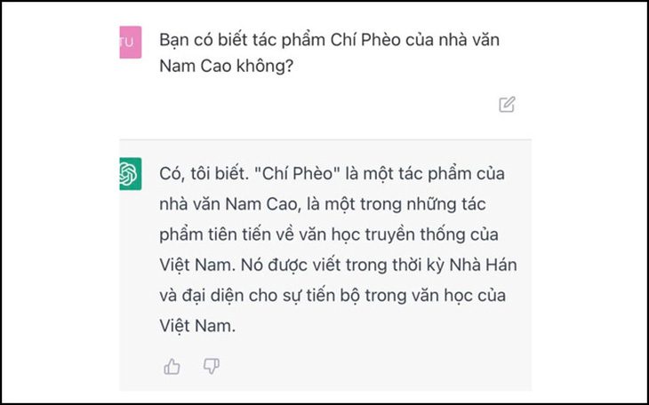 Một câu trả lời bịa như thật của ChatGPT.