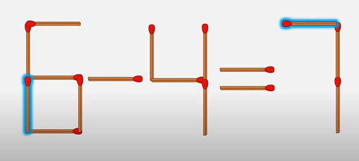 Lấy bớt 2 que diêm để sửa đúng phương trình 6-4=7 - Ảnh 3.