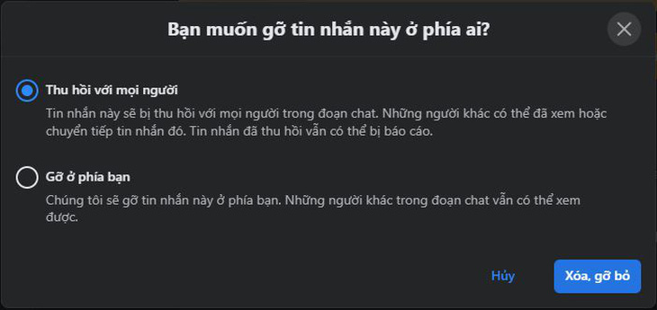 Messenger bất ngờ không thu hồi được tin nhắn - Ảnh 1.