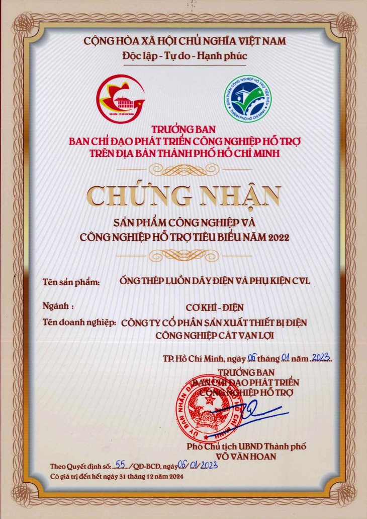 Ống luồn dây điện CVL là sản phẩm công nghiệp hỗ trợ tiêu biểu TP.HCM năm 2022 - Ảnh 3.