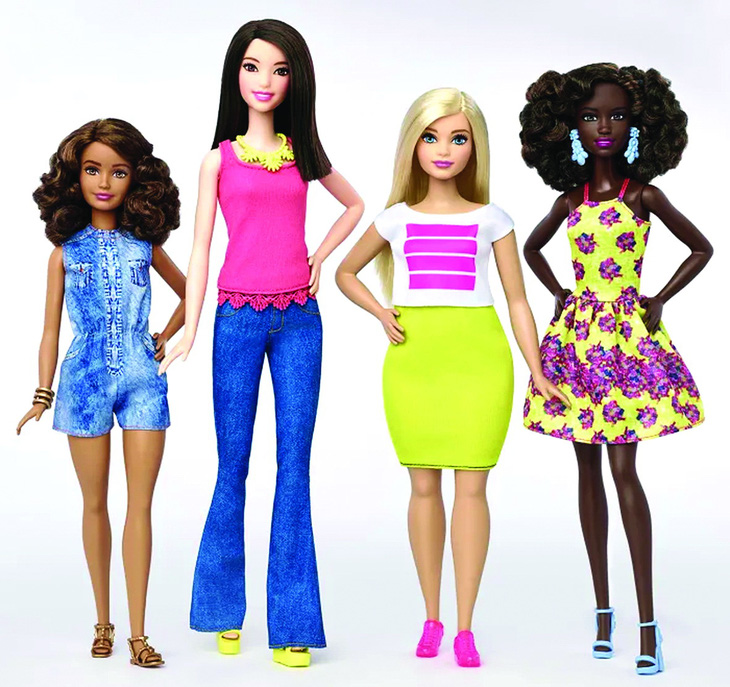 Mẫu búp bê Barbie mới với hình dáng cơ thể đa dạng, gần gũi thực tế hơn. Ảnh: Barbie