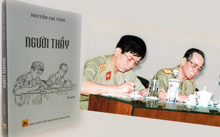 Tấm hình nhà tình báo Ba Quốc (bìa phải) và ông Nguyễn Chí Vịnh được vẽ lại làm bìa sách - Ảnh: NVCC