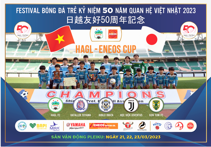 Poster quảng bá giải bóng đá kỷ niệm 50 năm ngày thiết lập quan hệ ngoại giao Việt Nam - Nhật Bản - Ảnh: HAGL FC