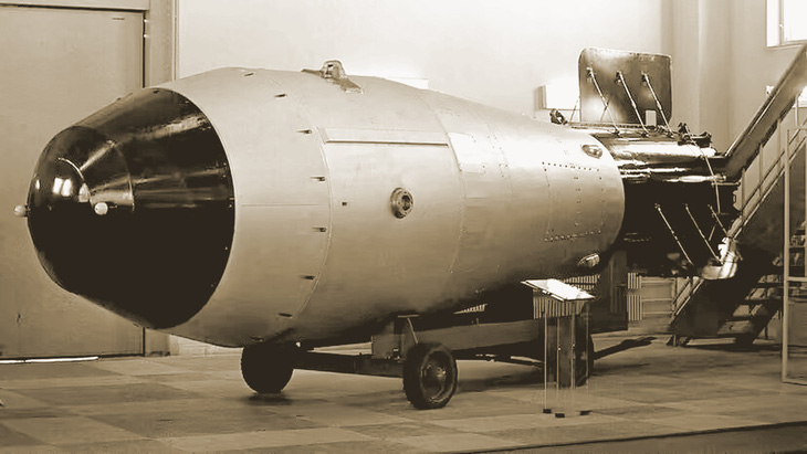 Bom Tsar Bomba trưng bày tại Bảo tàng Vũ khí hạt nhân Sarov (Nga) - Ảnh: TASS