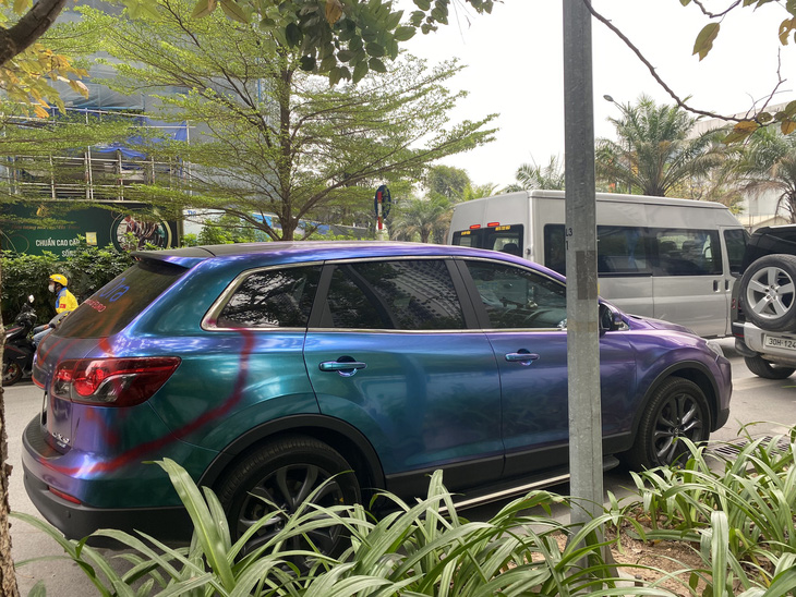 Hàng chục ô tô bị xịt sơn khi đỗ dưới lòng đường khu đô thị cao cấp ở Hà Nội - Ảnh 3.