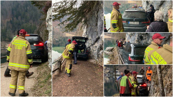 Nghe theo GPS, lái xe BMW chôn chân ở vách núi, vừa lĩnh phạt, vừa xước xe - Ảnh 2.