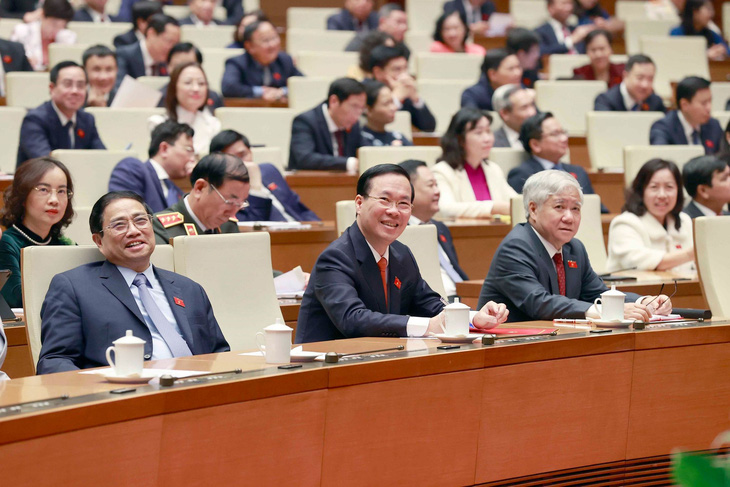Thủ tướng Phạm Minh Chính và ông Võ Văn Thưởng tham dự kỳ họp bất thường lần thứ 4 sáng 2-3 - Ảnh: TTXVN