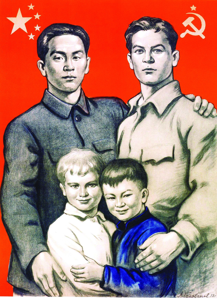 Poster cổ động về quan hệ hữu nghị Xô - Trung thời Chiến tranh lạnh. Ảnh: Reddit