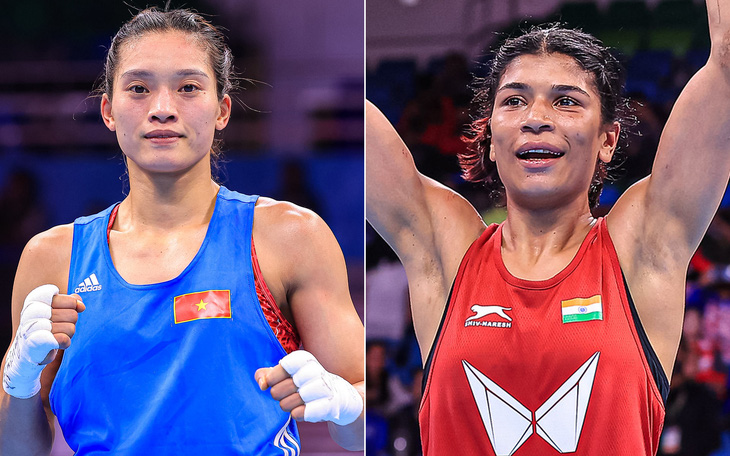 Nikhat Zareen (trái)  từng thua 0-5 trước Nguyễn Thị Tâm ở bán kết hạng flyweight (51kg) Giải boxing nữ vô địch châu Á 2019 - Ảnh: IBA
