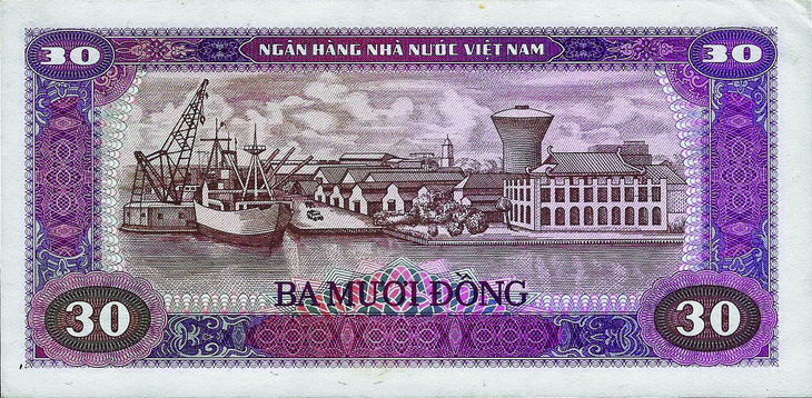 Tờ 30 đồng phát hành năm 1981 (mặt sau) của Ngân hàng Nhà nước Việt Nam. Ảnh: NGUYỄN VĂN ĐẠO