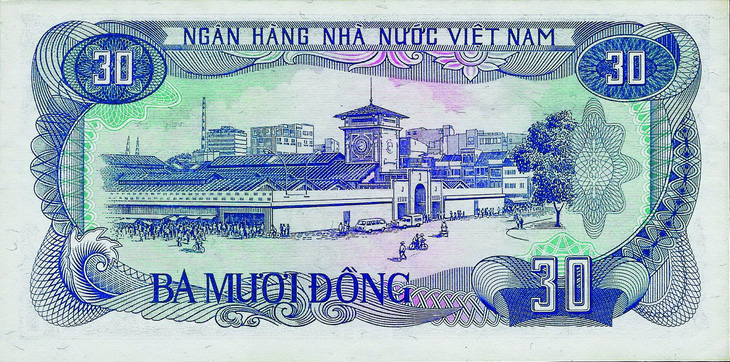 Tờ 30 đồng phát hành năm 1985 (mặt sau) của Ngân hàng Nhà nước Việt Nam. Ảnh: NGUYỄN VĂN ĐẠO