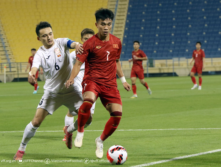 U23 Việt Nam trong trận tranh hạng 9 với U23 Kyrgyzstan ở Doha Cup 2023 - Ảnh: VFF